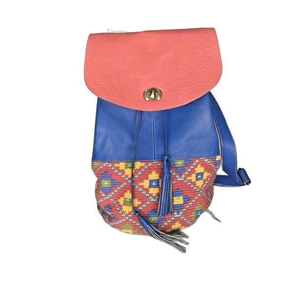 WAYUU Mochila Backpack Kuteq 100% Leather and Handwoven Material Colombian - Picture 2 of 12